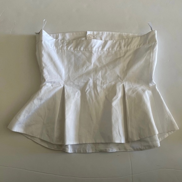 White Gabardine Strapless Bustier Zara Peplum Blouse Top - Picture 10 of 11